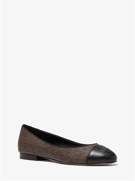 michael michael kors dylyn ballet|Dylyn Logo Leather Ballet Flat .